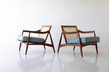 Load image into Gallery viewer, Lawrence Peabody Cane Back Teak Lounge Chairs - 2001P
